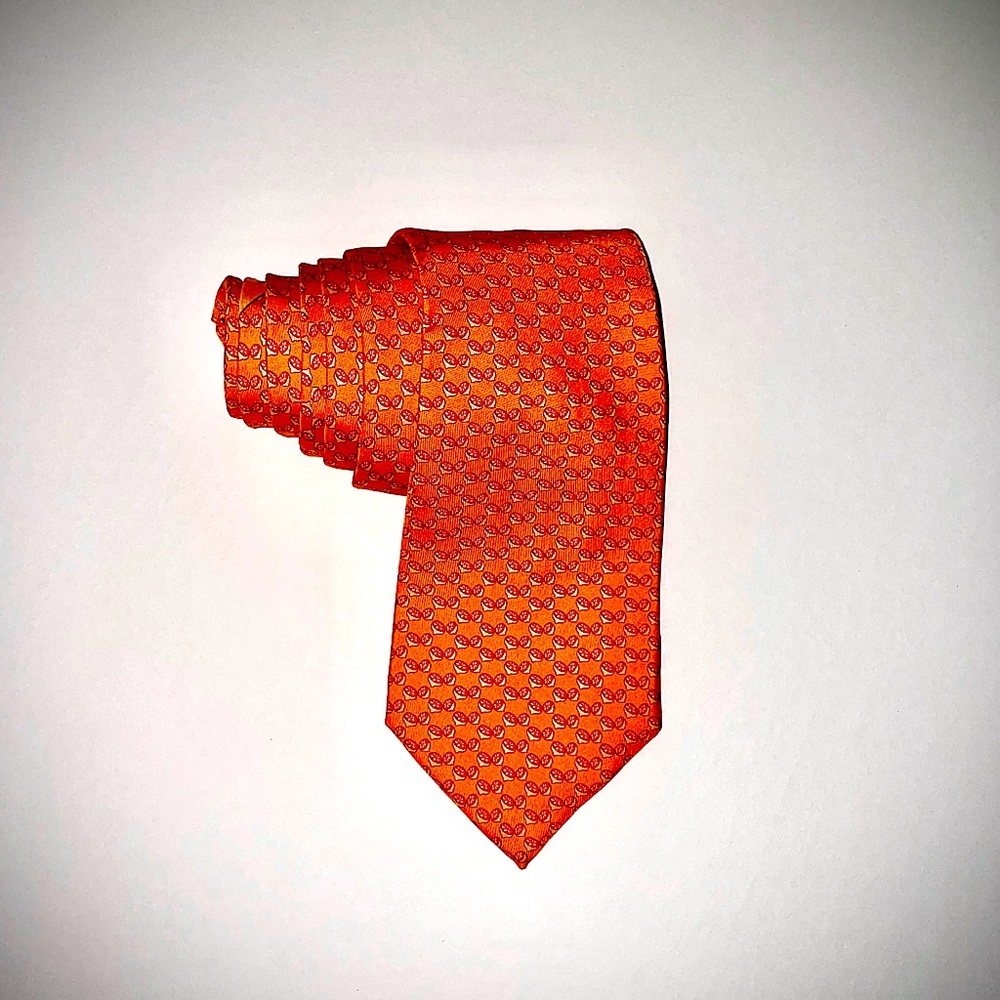 Salvatore Ferragamo Orange Acorn Silk Tie